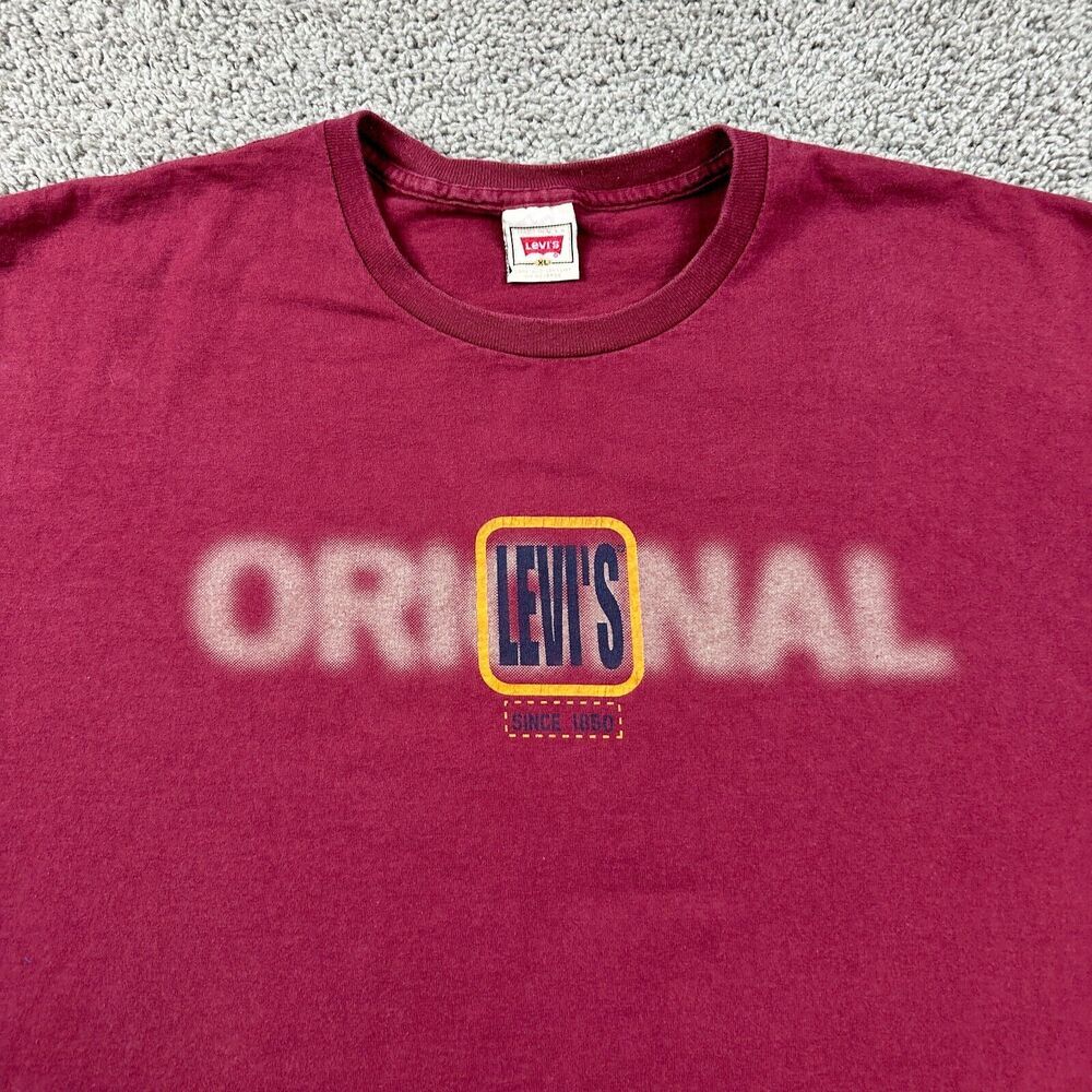 VINTAGE Levis Shirt Mens Extra Large Red Blue Originals Single Stitch USA Made - Picture 3 of 12
